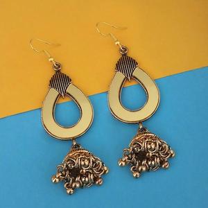 Tip Top Fashions Boucles d'oreilles lustre Jhumki miroir plaqué or antique 1314943B - Product Image 1