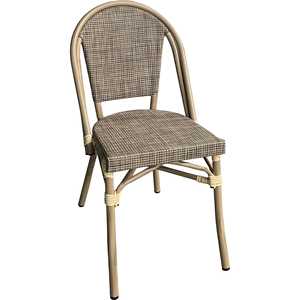 Sedie da Pranzo da Esterno in Stile Francese con Telaio in Alluminio e Rattan Intrecciato Impilabili per Giardino e Patio - Product Image 3