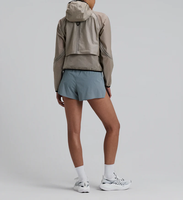 Nouvelle arrivée, veste de sport pour femmes, automne, imprimé uni, ultra-légère, coupe-vent, veste de course courte, tissu en nylon fin tissé, logo sur le devant