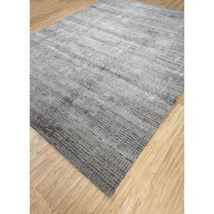 Tapis noué à la main en laine et soie de bambou à motifs abstraits Uvenuti gris et noir - LRB-1670 pour usage domestique - Product Image 2