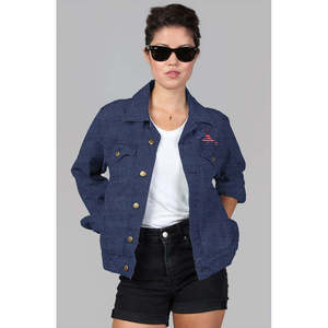 Veste en jean délavé pour femme, motif étoiles et rayures, inspirée du style Running Man - Product Image 1