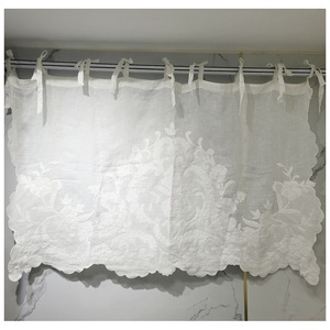 Custom Embroidery Rose Flower <b>Curtain</b> Best Quality Linen Fabric for Home Hotel Resort Quang Thanh Embroidery - Product Image 1