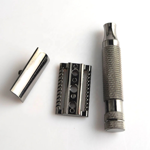 Rasoir de sécurité à double tranchant, manche en acier inoxydable, pour usage en salon de coiffure, outil de rasage du visage pour homme - Product Image 6