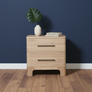 Modern Solid <b>Teak</b> Wood Contemporary Alonzo Nightstand with Two Drawers for Home Apartment Hotel Bedroom Furniture - Product Image 1