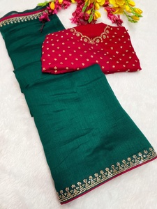 Saree en soie Vichitra élégant à la mode et classique avec le dernier chemisier de créateur de fantaisie Vêtements de festival de mariage exclusifs pour les femmes - Product Image 2