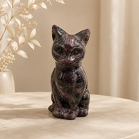 Doğal Kristal Kedi Figürü El Yapımı Cilalı Değerli Taş Kedi Heykeli Oturma Odası Ofis Dekoru ve Koleksiyoncular İçin