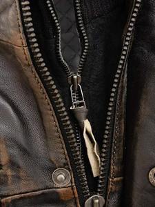 Chaqueta de Cuero Genuino de Oveja para Hombre, Estilo Café Racer, Personalizada, de Alta Calidad, Resistente al Viento e Impermeable, Gruesa, Vintage, Marrón Desgastado, para Invierno - Product Image 4