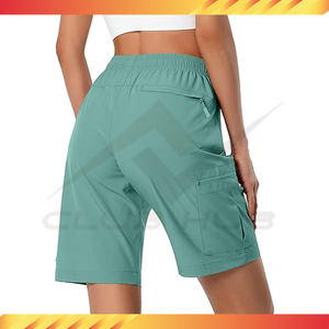 Pantalones cortos de Yoga atléticos para exteriores para mujer, de cintura alta, transpirables, ligeros, de secado rápido, deportivos, informales, con bolsillos y cremallera - Product Image 5