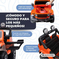 Coche Eléctrico MobiRoad Mobiclinic para Jeep Wrangler con Control Remoto, Pedal, Radio LED, MP3, USB, SD y Características Únicas