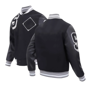 แจ็กเก็ตบอมเบอร์สำหรับผู้ชายแจ็คเก็ตหนังปักลายกำมะหยี่แจ็กเก็ตเบสบอลหนังแกะ - Product Image 6