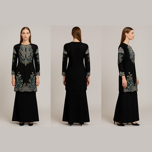 Modest BAJU KURUNG SET para musulmanes de Oriente Medio Mangas largas Tallas grandes Transpirable y antiestático para bodas - Product Image 5