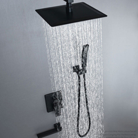 Robinet de douche luxueux à Triple fonction dissimulée en or brossé pour salle de douche intérieure mélangeur d'eau chaude et froide