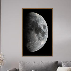 Half Moon Canvas Print: Lunar Surface Astronomy Wall Art,GOLD <b>FRAMED</b> CANVAS - Product Image 1