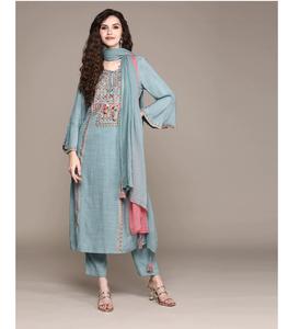 Nuevo diseño impreso rayón bordado trabajo largo Kurti rayón pantalón con doble tono Chanderi Dupatta en precio al por mayor - Product Image 1