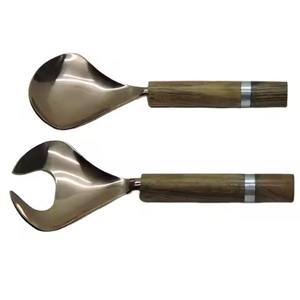 Poignée en résine de pierre de marbre et acier inoxydable avec serveur à salade plaqué argent Accessoires de cuisine Gadgets de cuisine - Product Image 3