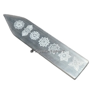 Accent Chakra <b>Engraved</b> Selenite Wand healing selenite <b>tools</b> - Product Image 1