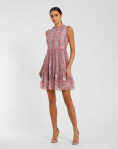 Vestido Midi sin mangas de estilo mexicano para mujer bordado a mano respetuoso con el medio ambiente cintura Natural tela de gasa tamaño perfecto frente - Product Image 4