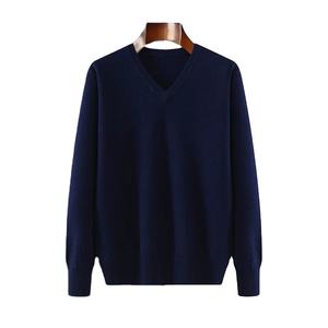 Pulls en cachemire pour hommes Pull à col en V Automne Hiver Cachemire Chaud Solide Tricots Pulls en cachemire pour hommes - Product Image 2