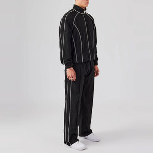 Vêtements de sport de plein air d'hiver à logo personnalisé pour hommes, survêtements réfléchissants 100% coton, veste de survêtement à cordon coupe-vent bon marché - Product Image 4