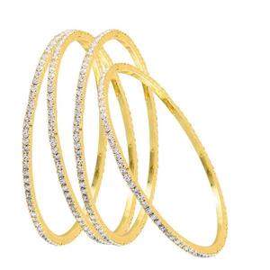 Kriaa White <b>Gold</b> Plated Zinc Alloy Fashionable Austrian Stone <b>Bangles</b> 1400127_2.6 <b>Set</b> - Product Image 1