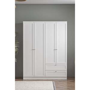 Armoire moderne Terra à 4 portes et 2 tiroirs, écologique, autoportante, avec 5 étagères, grande armoire de rangement pour chambre à coucher, armoire en bois - Product Image 1