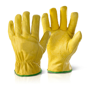 Golden Yellow Cow Grain Leather <b>Driver</b> Industry <b>Gloves</b> - Product Image 5