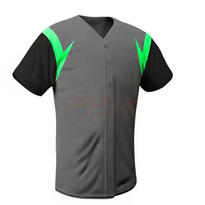 Fournisseur direct d'usine, uniforme de baseball respirant, taille plus, manches courtes, vêtements d'équipe, prix de gros - Product Image 6
