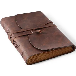 Replaceable Inner 240 Pages Soft Cover Vintage Brown Crazy Horse Real Leather Handmade Bound Diary Notebook Journal