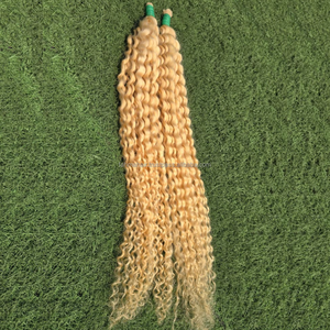 Lots de Cheveux Indiens Bouclés Crépus Blanchis, 100% Cheveux Humains Remy, Blond, Fournisseur de Gros # Extensions de cheveux longues et durables 613 - Product Image 4
