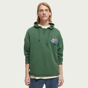 Sweats à capuche surdimensionnés en coton pour hommes, sweats à capuche unis imprimés avec logo personnalisé, vente en gros en usine, service OEM - Product Image 5