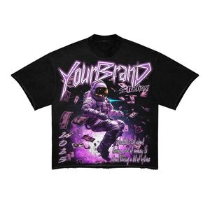 Factory Custom High Quality 100% Cotton/ Polyester 280Gsm <b>Drop</b> Shoulder Regular Fit Anti-Pilling O-Neck Solid Pattern T-Shirt - Product Image 6