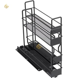 Estante de especias de cocina de hierro sólido con revestimiento de polvo negro superventas, estante de especias de encimera clásico de 2 niveles de gran tamaño de calidad superior - Product Image 1