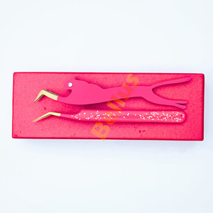 Vente en gros Pince à cils rose pailleté Tous les types d'embouts Volume Isolation classique Poignée en fibre faite à la main Acier inoxydable durable - Product Image 2