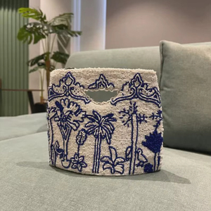 กระเป๋าผ้าคอตตอนประดับลูกปัดทำด้วยมืองานตามสั่งกระเป๋าไข่มุกประดับมุกลายไหล่สำหรับผู้หญิงกระเป๋าคลัทช์ออกงานกลางคืน - Product Image 1