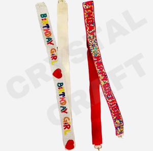 CRYSTAL CRAFT Sangle de sac à main en perles de verre, couleur personnalisée, style indien, taille personnalisée, logo personnalisé accepté, modèle d'usage quotidien 2034 - Product Image 2