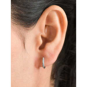 Women's 925 Silver <b>Huggie</b> Hammered Fashion Earrings - Product Image 2