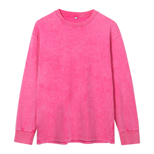 Pull-over surdimensionné 100% coton 240gsm pour hommes, T-shirt vintage à manches longues sérigraphie, sweat-shirt grande taille personnalisé - Product Image 5