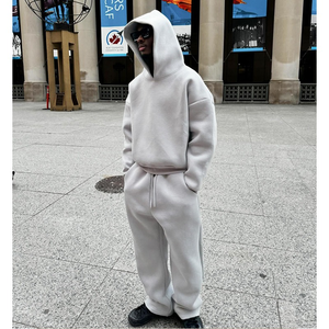 Conjunto Deportivo de Felpa Gruesa para Hombre, Sudadera con Capucha Extra Grande y Pantalones Jogger, Venta al por Mayor, Ropa Urbana Personalizada, Conjunto de 2 Piezas de Algodón para Invierno - Product Image 3