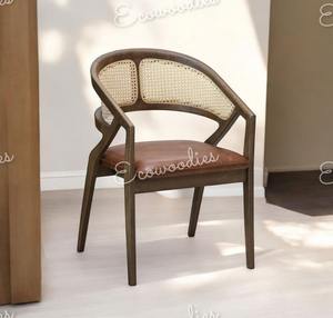 Chaise en bois de rotin et bambou antique, style nouveau, canne naturelle pour balcon, salon, jardin, parc ou villa, portable - Product Image 3