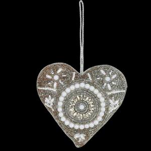 Decoración Tradicional con Bordado Zari en Forma de Corazón |   Corazón Bordado con Hilo Metálico para Colgar en Eventos y Decoración de Paredes - Product Image 3