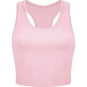 Débardeur court d'été pour femme avec logo personnalisé, 100% coton, sans manches, dos nageur - Product Image 5