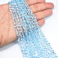 Topaze bleue ciel naturelle lisse forme ovale pierres précieuses polies en vrac perles 4-7mm perles bleu ciel pour la fabrication de bijoux au prix de gros