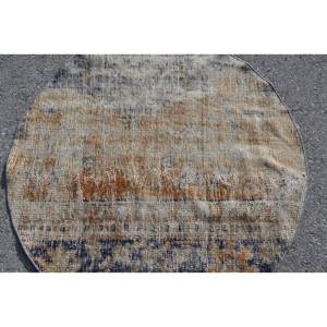 Alfombra de lana turca azul Beige de 3,4 pies, clásica, área grande, Patchwork, rectángulo, pasillo, patrones abstractos, látex para durabilidad - Product Image 5