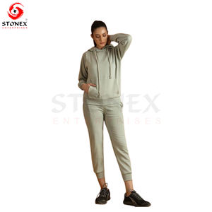 Customized <b>Women's</b> 2-Piece Fleece <b>Outfits</b> Crop Hooded Pullover Sweatshirt Straight <b>Jogger</b> Sweatpants 6XL Winter Tracksuits Gym - Product Image 4