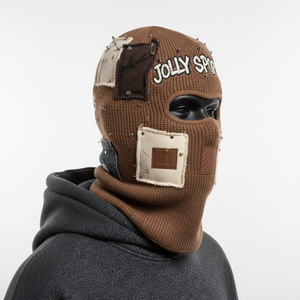 Pasamontañas de Invierno para Hombre, 280 GSM, Tejido de Punto Acanalado Grueso, Algodón y Poliéster, Estilo de Paneles Múltiples con Parches, Logotipo Personalizado - Product Image 4