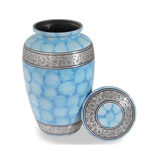 Urne de crémation en laiton blanc simple de conception attrayante classique avec des urnes funéraires de motif de tournesol pour les cendres humaines - Product Image 6