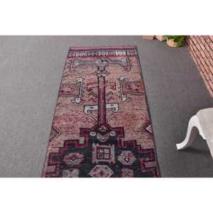 Tapis turc vintage, tapis Herki 2,6x10,9 pieds, tapis en laine à bordures rouges et bleues - Product Image 4