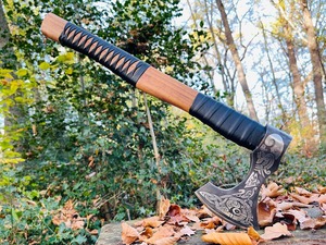 Hacha vikinga de grado Industrial, cabeza de acero de alto carbono con nuevo diseño único, hermoso mango de madera para hacha de bricolaje al aire libre - Product Image 4