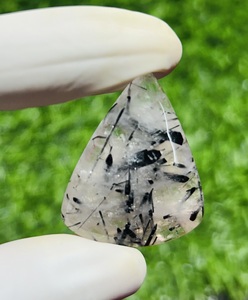 Trimurti Gems AAA+ Quality Natural Black Rutile <b>Quartz</b> Loose Cabochon Custom Sized 4-15g Third Party Certified Healing Gemstone - Product Image 3