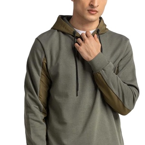 Sudadera con Capucha Casual para Hombre, 100% Algodón, Mangas Largas, Paneles en Contraste, Estilo Urbano, Invierno, OEM, Teñido Liso, Transpirable, Secado Rápido - Product Image 2